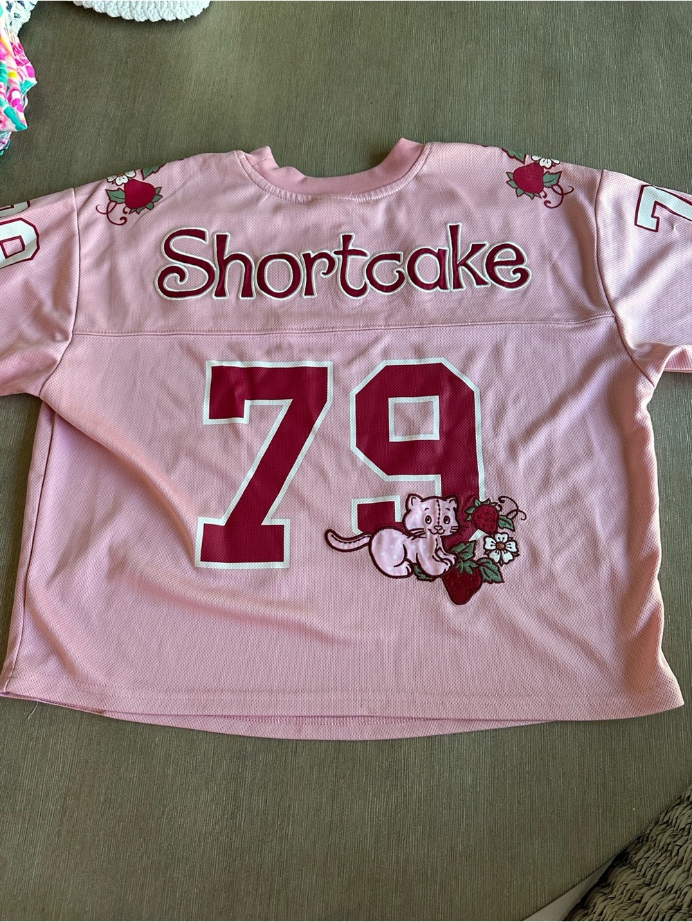 Pink strawberry shortcake Jersey Top with Number 79 SM - Picture 5 of 7